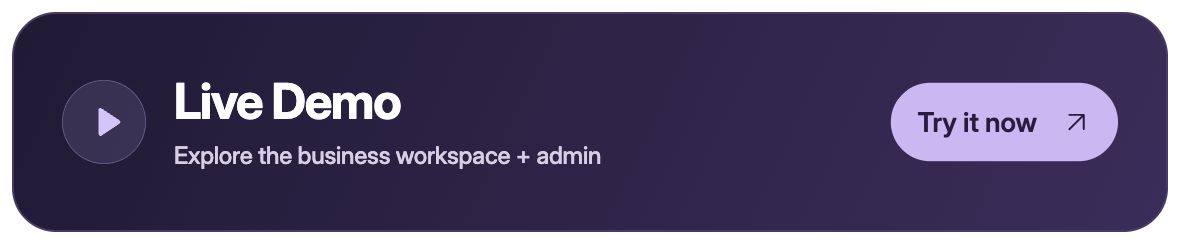 Live Demo — explore Reception AI business workspace and platform admin