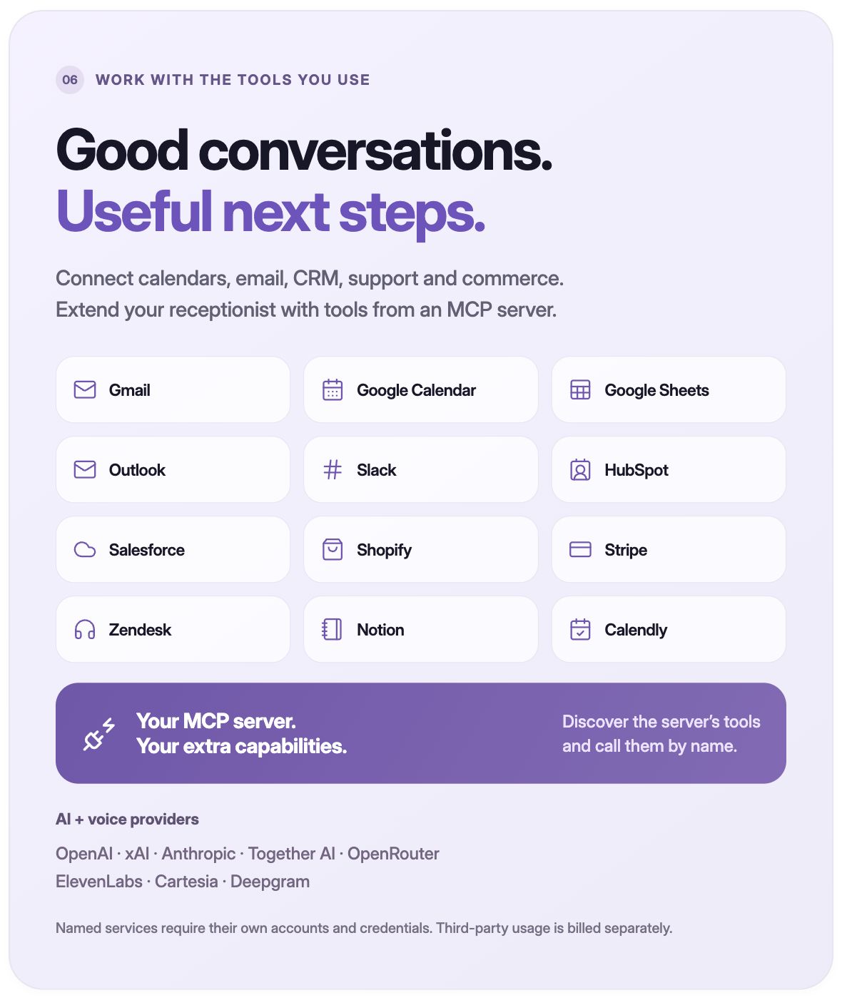 Reception AI — connected apps